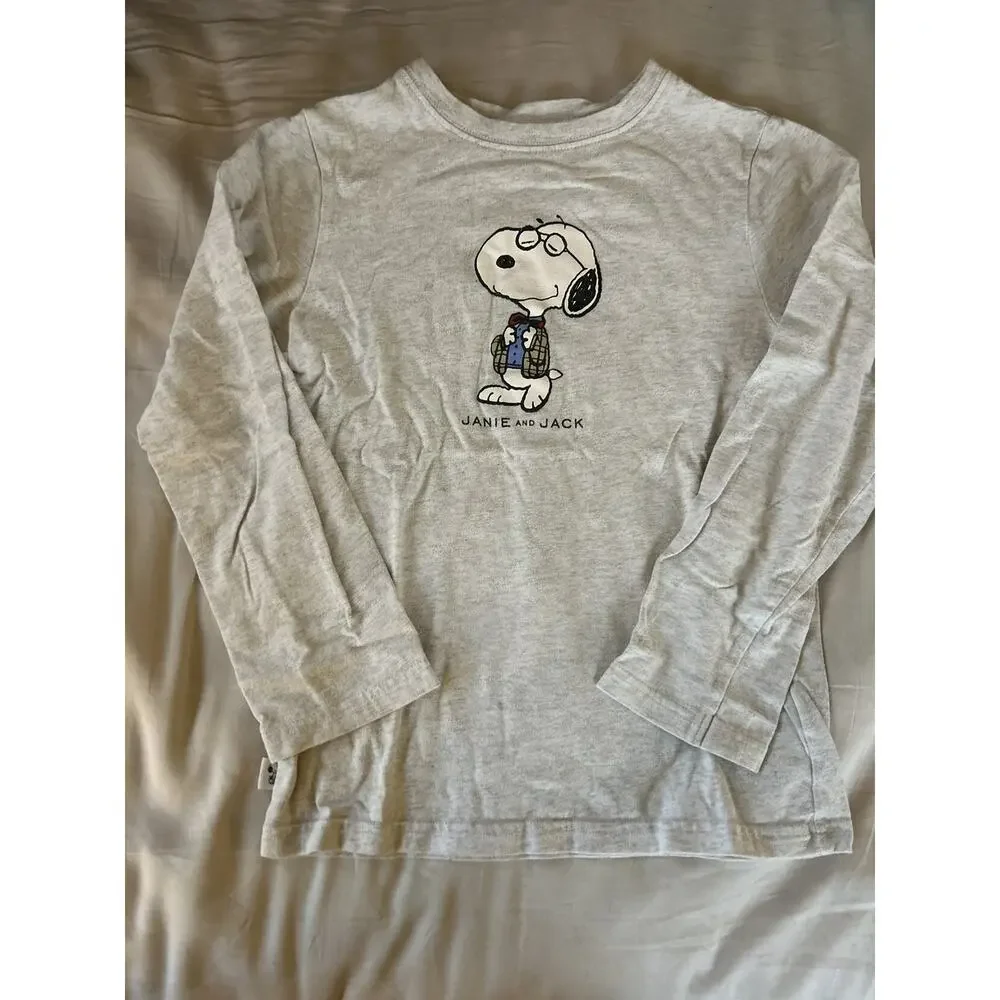 Janie And Jack Grey Snoopy Shirt size 7